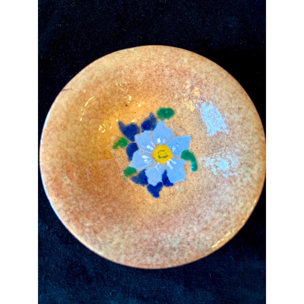 Vintage Rolf Neyman Enamel Copper Trinket Dish Floral Made in Holland 3.75"